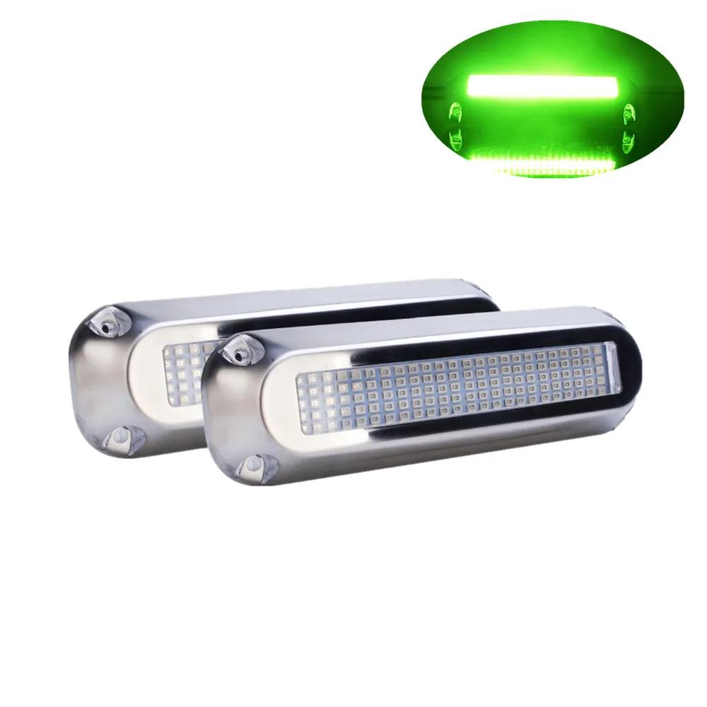 

2PCS Blue Yacht Light Stainless Steel 120LED Underwater Pontoon Marine Boat Transom Light IP68 LED Deck Courtesy Lights зелений