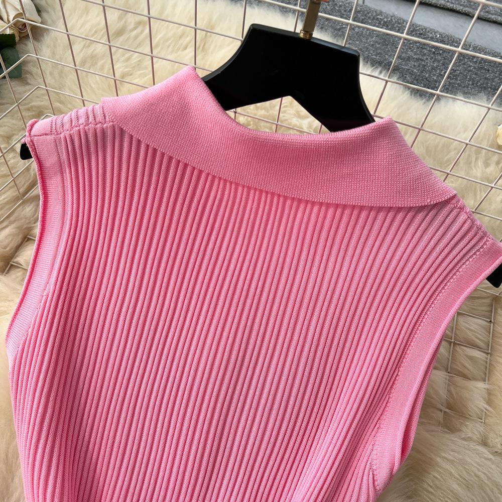 S2026 European & American Sleeveless Knit A-Line Dress: Slimming, Waist-Cinched, Stylish Summer Fashion