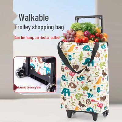 Waterproof Foldable Stair-Climbing Grocery Trolley with Double Layer Insulation