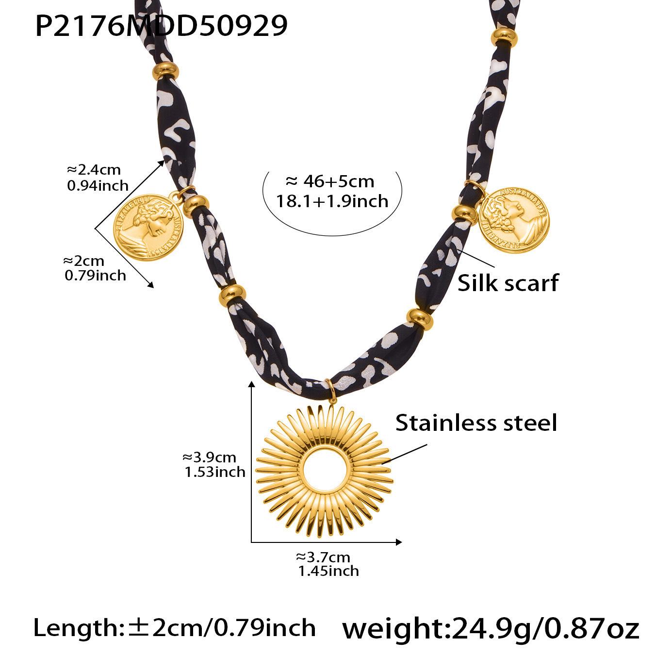 Qiong Yao Bohemian Multi-Pendant Silk Scarf Necklace with 18K Gold-Plated Chain