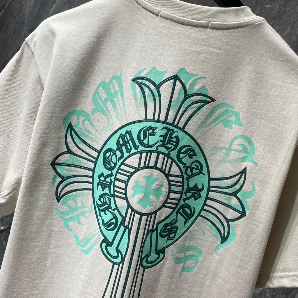 8737 CHROME HEARTS 2025 Vară nouă de înaltă calitate din bumbac, guler rotund, vrac, mărime mare, tricou pentru bărbați și femei, tricou pentru cupluri