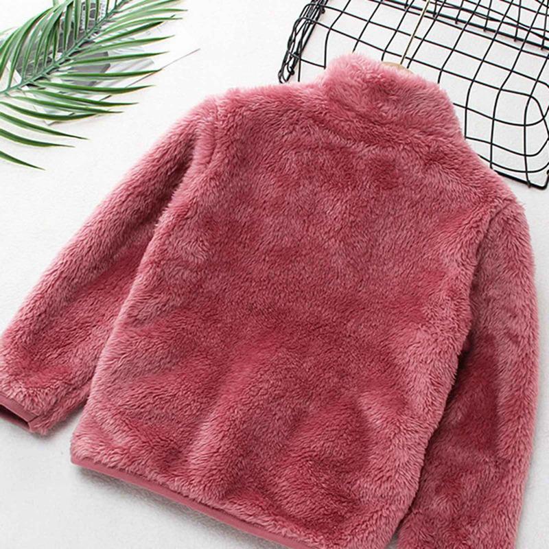 Pluszowy płaszcz zapinany na zamek dla dzieci w wieku 2-8 lat