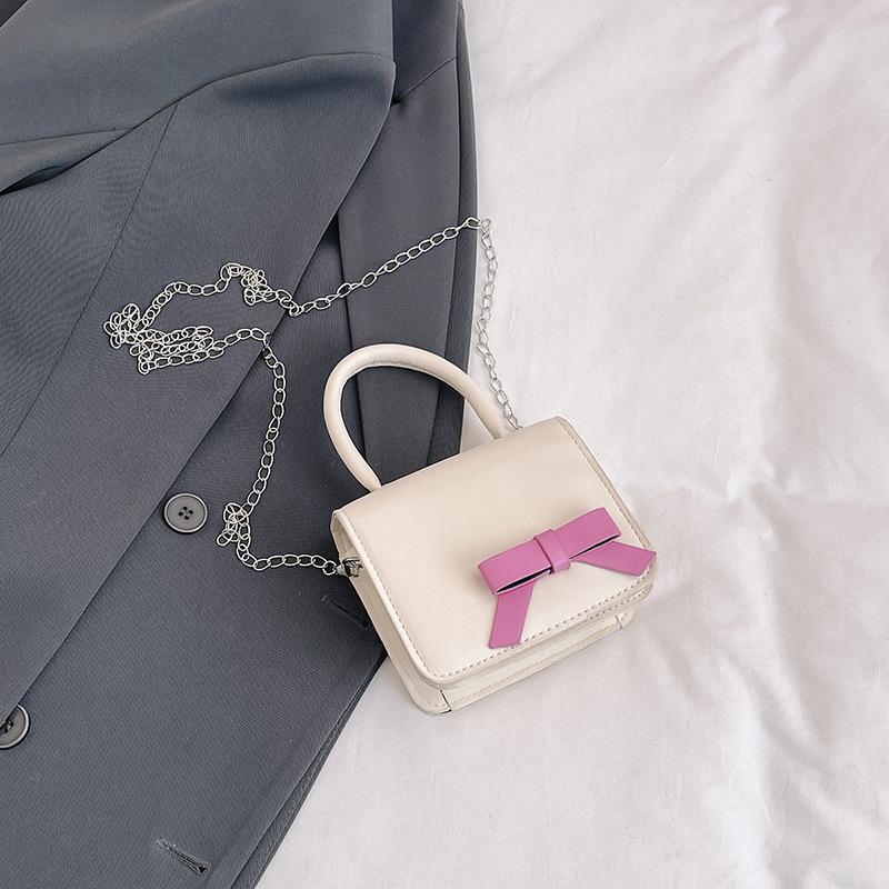 Handbag women's new creative bow contrasting color mini square bag sweet girl messenger bag shoulder bag