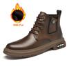 2024 Men Luxury Brand Genuine Leather Boots Casual Fashion Antiskid Ankle Booties Winter High Top Comfy Platform Motorcycle Boot