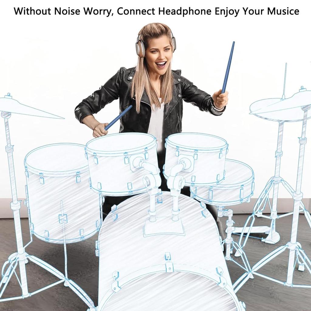 Asixxsix Electric Air Drum Set, 3D Motion Sensing Portable Virtual Drum Kit, 8 Sounds Bluetooth RGB, Virtual Drumstick Kit for Adults and Kids Beginne