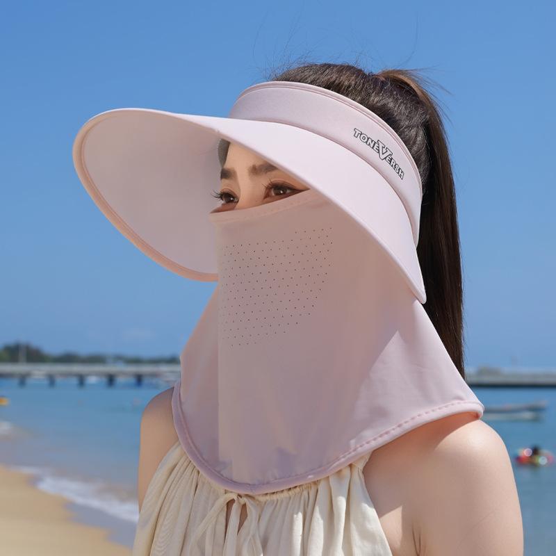 Summer UV protection hat women's large brim shawl face mask face covering sun protection hat outdoor travel shade empty top hat