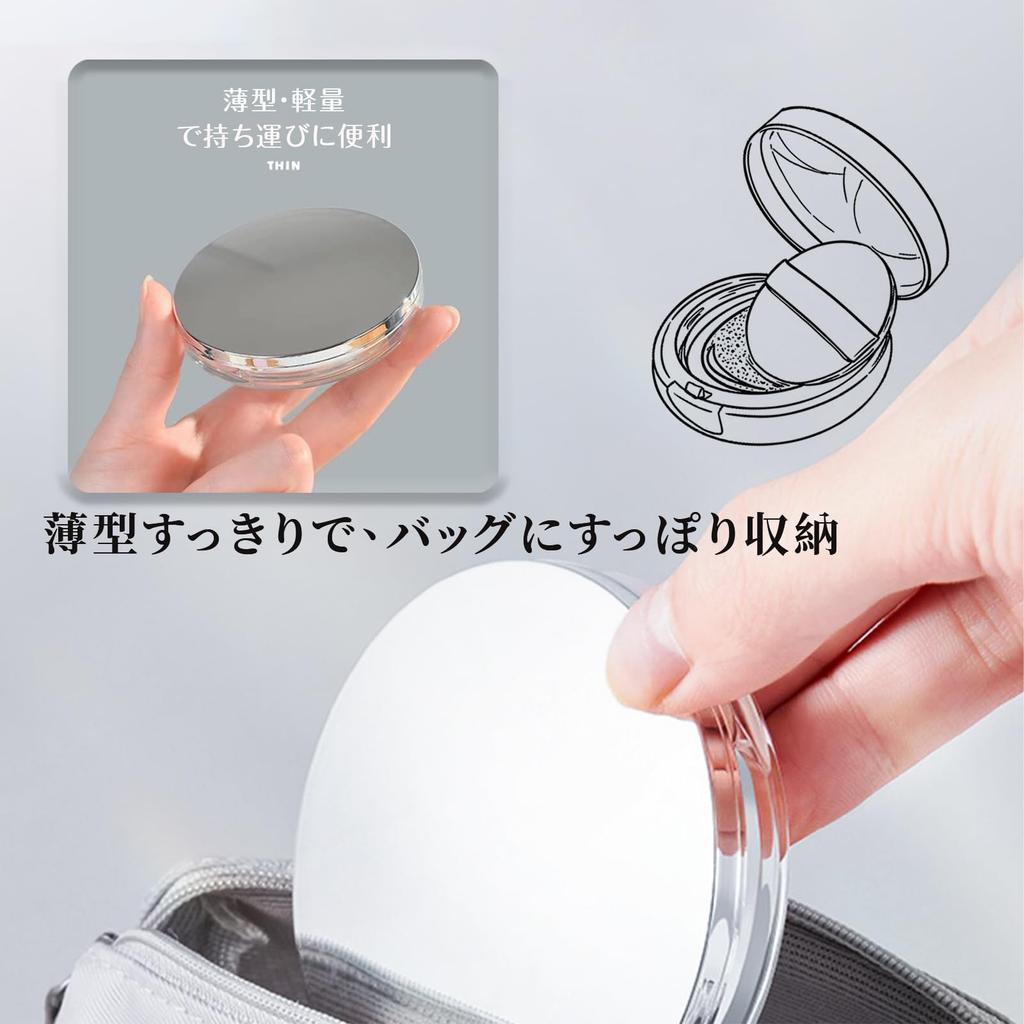JUJUGO Powder Case 5g with Refillable Powder Travel with Clear Loose Powder Case Ultra-thin Mirror, Compact, Size, Puff,