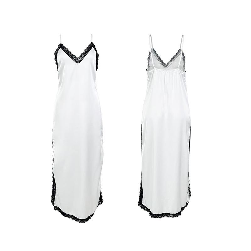 Light Luxury Satin Lace Cami Nightgown Sleeveless Summer Casual Slim Fit Loungewear Elegant Comfortable Sleepwear Suitable for Lounging Light Outings
