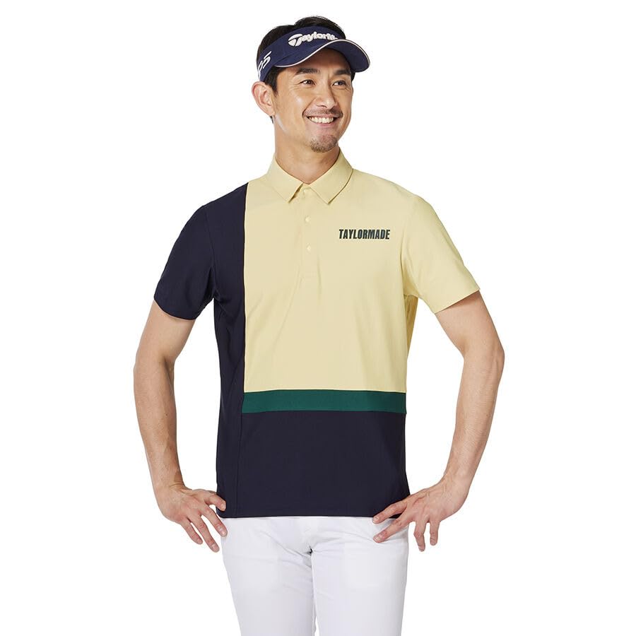 TaylorMade Color Block S/S Polo, Cream, Size M, Men's, 24FW UN341