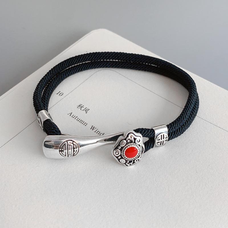 Xiangxu Auspicious Red String Bracelet - Unisex Retro Hand-Woven Rope Jewelry for Couples