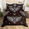 Death Moth Duvet Cover Set King Queen Full Twin Size Galaxy Sun and Moon Polyester Comforter Cover Boho Gothic Skull Bedding Set