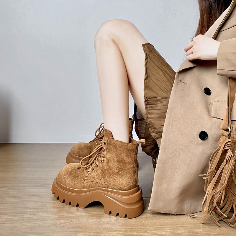 Retro High-heeled Short Boots for Women, 2025 Autumn/winter New Style, Matte Thick-soled Boots with A Large Head Design