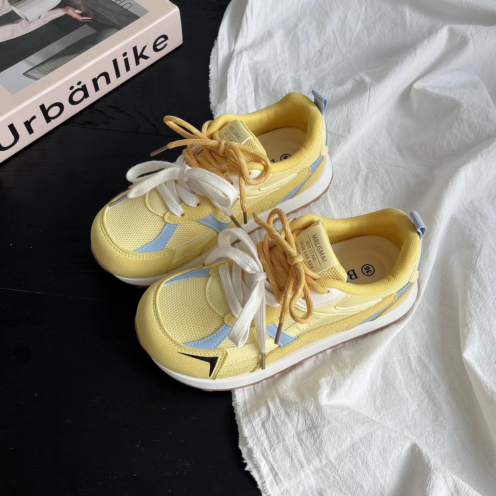 

2025 Универсальные Легкие Женские Сетчатые Кроссовки для Жареной Лапши - Уродливо Милый Стиль 39 жёлтый