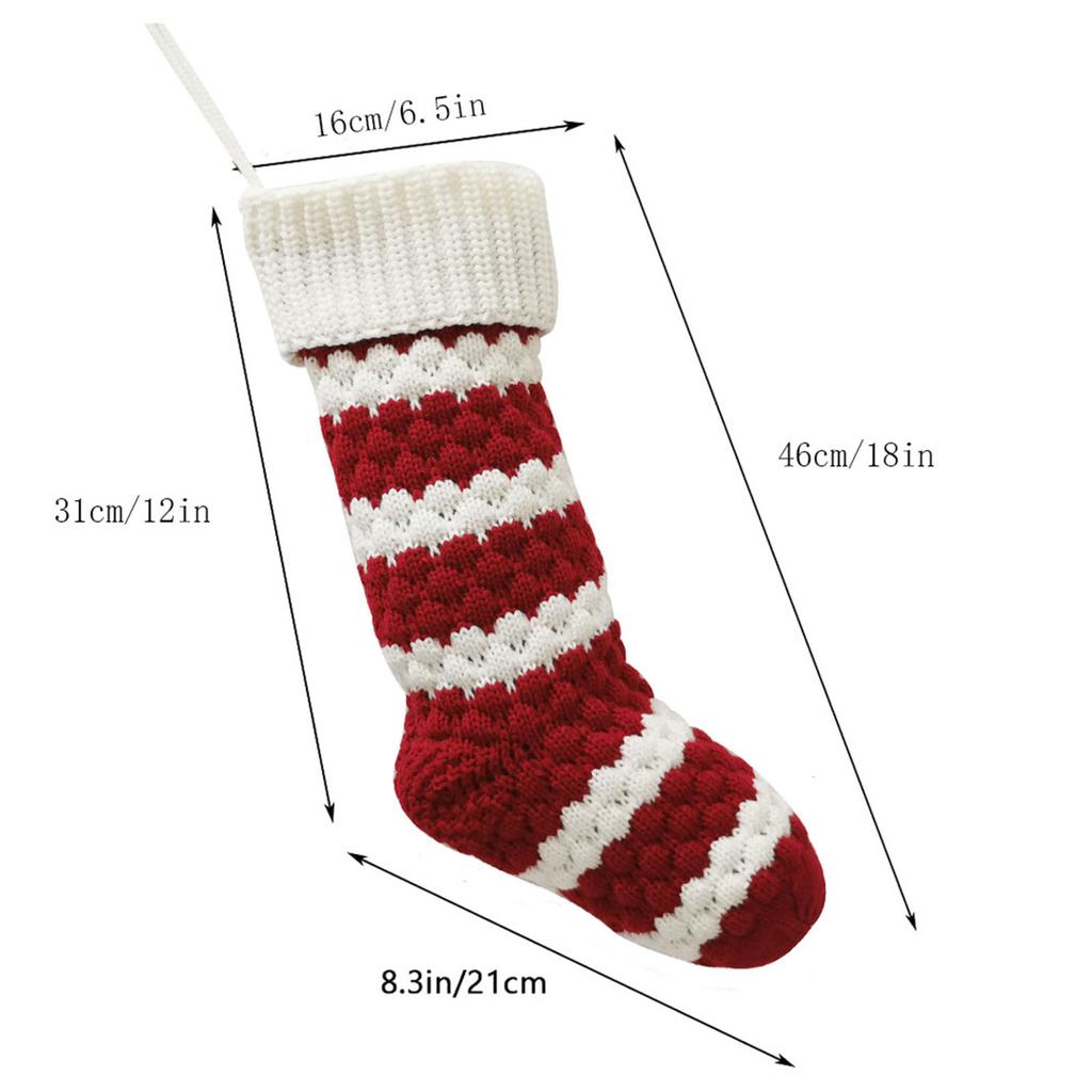Christmas Stockings Gift Bag 18 Inches Large Size Cable Knitted Stocking for New Year Holiday Christmas Party Decoration