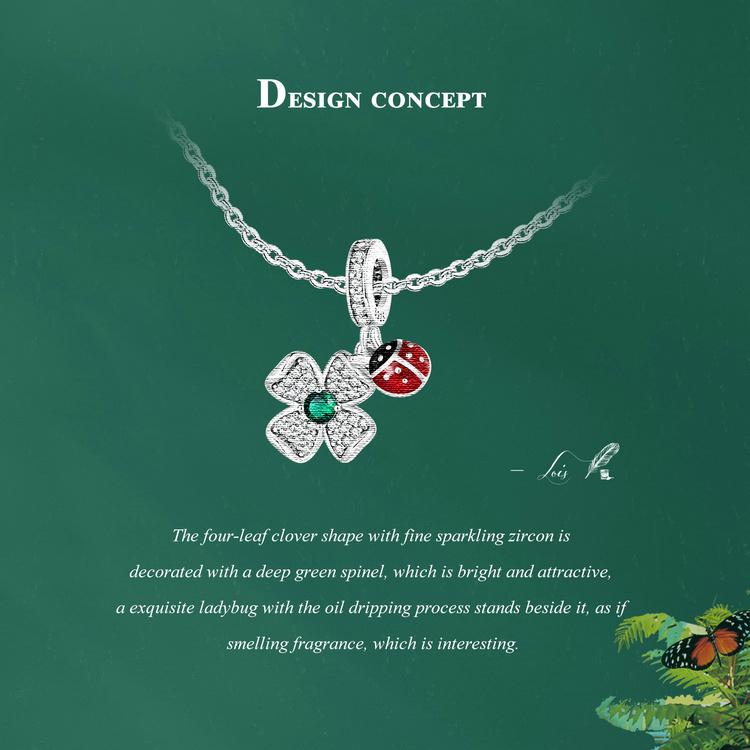 WOSTU 925 Sterlingsølv Lucky Firkløver Ladybug Charms Bee Beads Passer originalt armbånd DIY