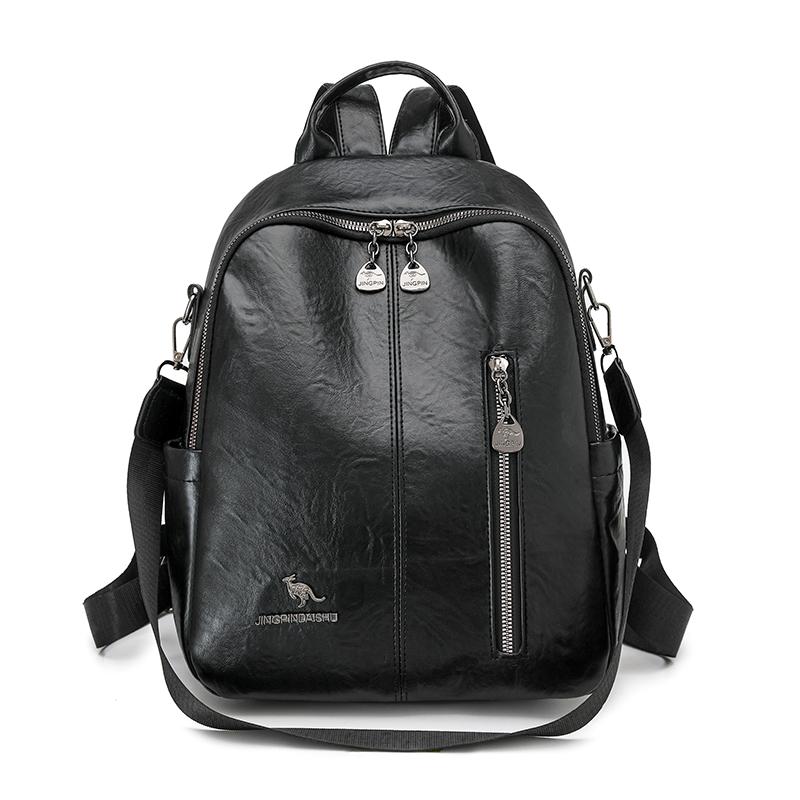 PU Backpack Women's Retro Dual-Use Shoulder Bag Large Capacity Travel Commuter Backpack