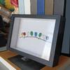 Sea Glass Art Photo Frame Home Decor with Handmade Sea Glass Birds in Black Wooden Frame Framed Sea Glass Bird Branch Ornaments