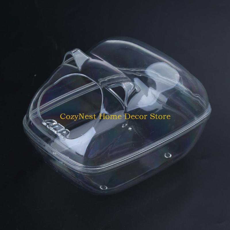 92MF Hamster Bathroom Cage Toy Accessories Clear Plastics Bath Box Relax Habitat House for Small Animals Syrian Hamsters