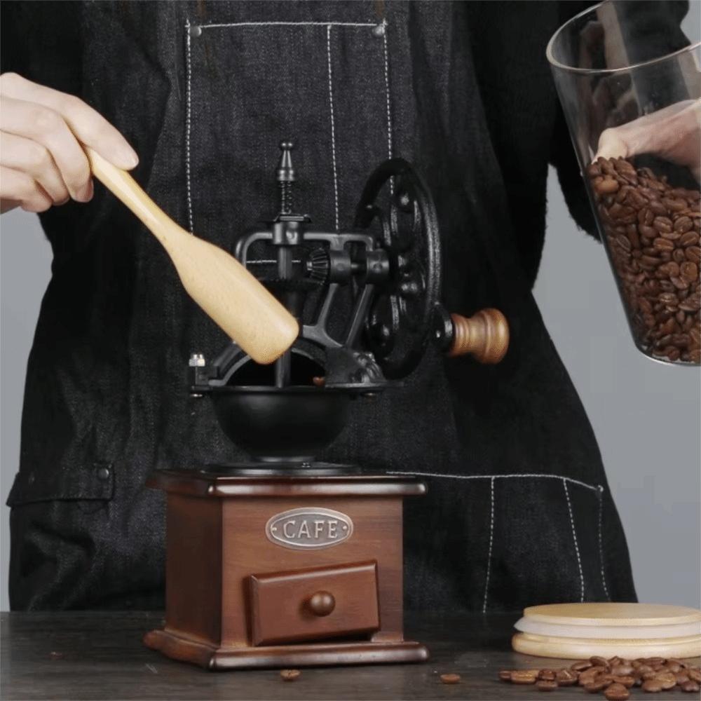 Wood Coffee Mill Burr Hand Cranked Coffee Grinding Machine Vintage Coffee Bean Grinder  Gift