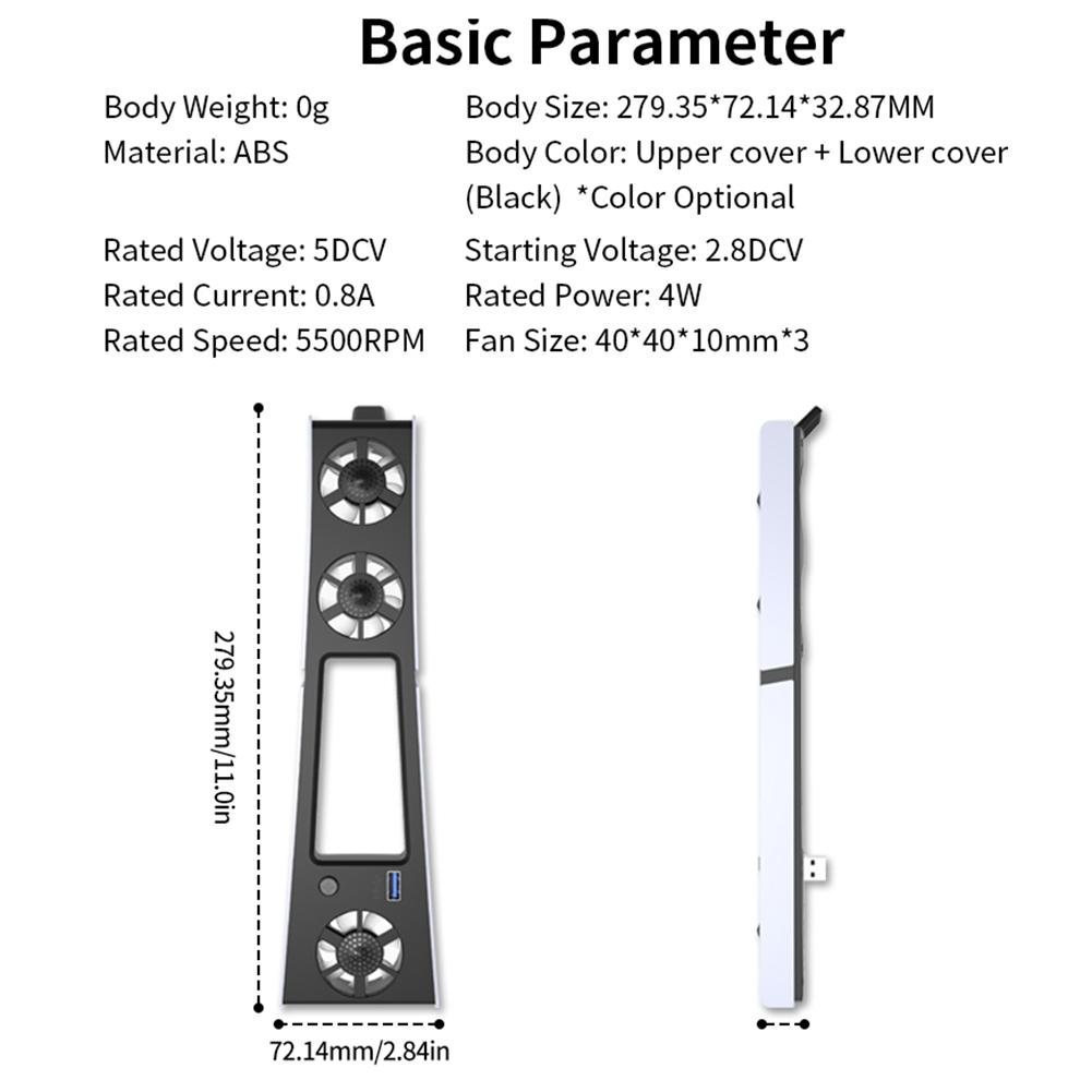 Quiet Cooler Fan for PS5 Slim Console with Adjustable Speed Silent Enhanced Cooling Fan with LED Lights for Playstation 5 Slim