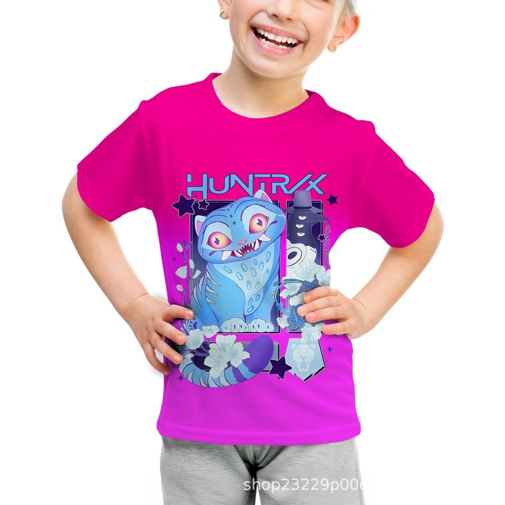 Children's casual short-sleeved T-shirt k-pop witch hunter group pattern 3D printed children's short-sleeved T-shirt