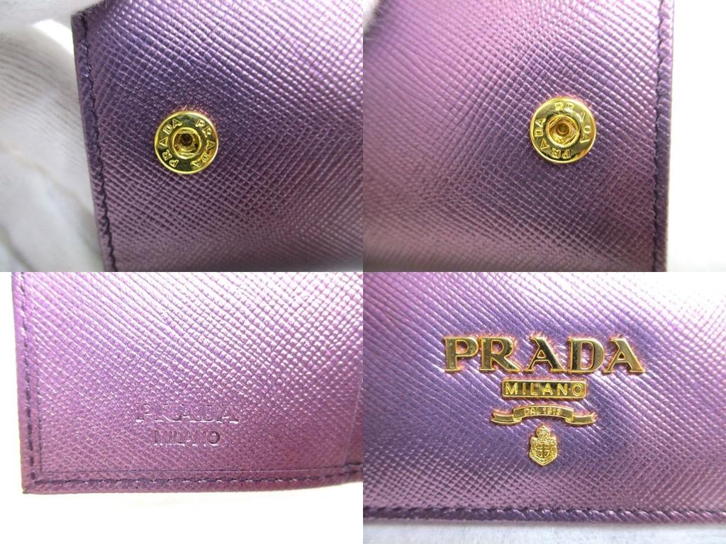 Authentic PRADA Metallic Purple Saffiano Metal Leather 6 Pics Key Chain #a367  Refurbished