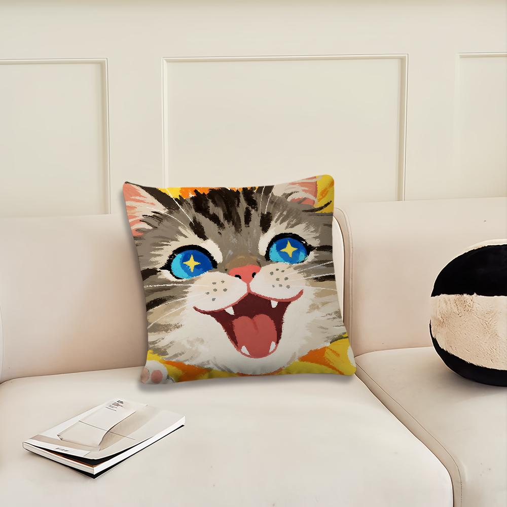 Cartoon Flowers Cat Cute Cushion Cover Pillow Cover Decoration Room Home Sofa Living Office Car Nordic Simplicity