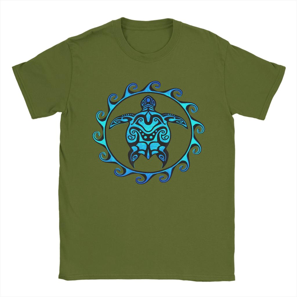 Men's Tribal Hawaiian Maori Sun Sea Turtle Island T Shirts  Top Tees Summer Y2K Funny Short Sleeve T Shirt