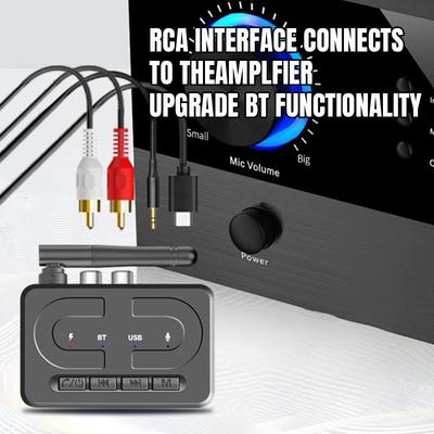 Bluetooth 6.0 Audio Ontvanger RCA 3,5 mm AUX Jack Stereo Muziek Draadloze Adapter Ondersteuning U-schijf Afspelen Voor Desktop Luidspreker Versterker