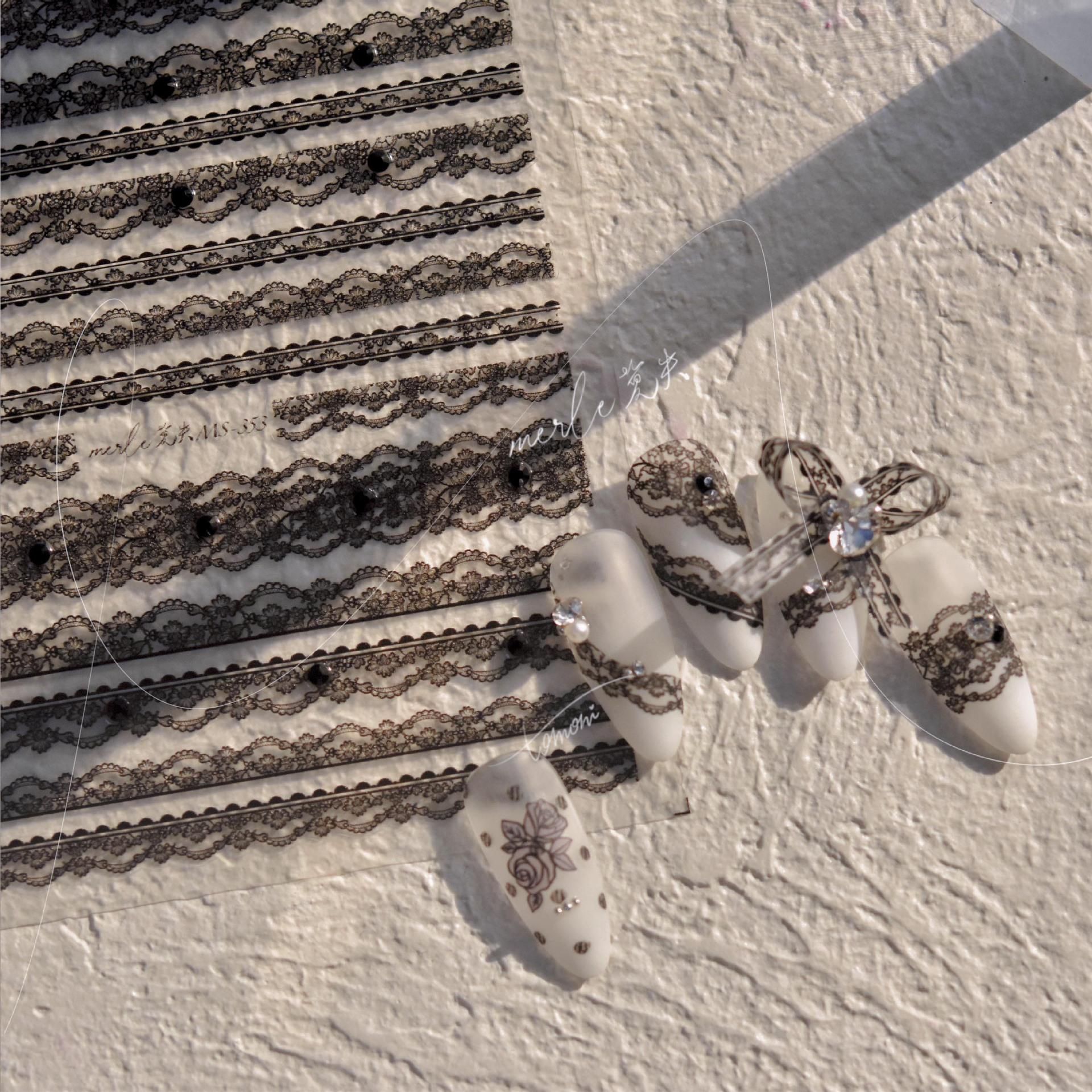 Кристально-кружевная полосатая наклейка для дизайна ногтей своими руками креативная — фото 4