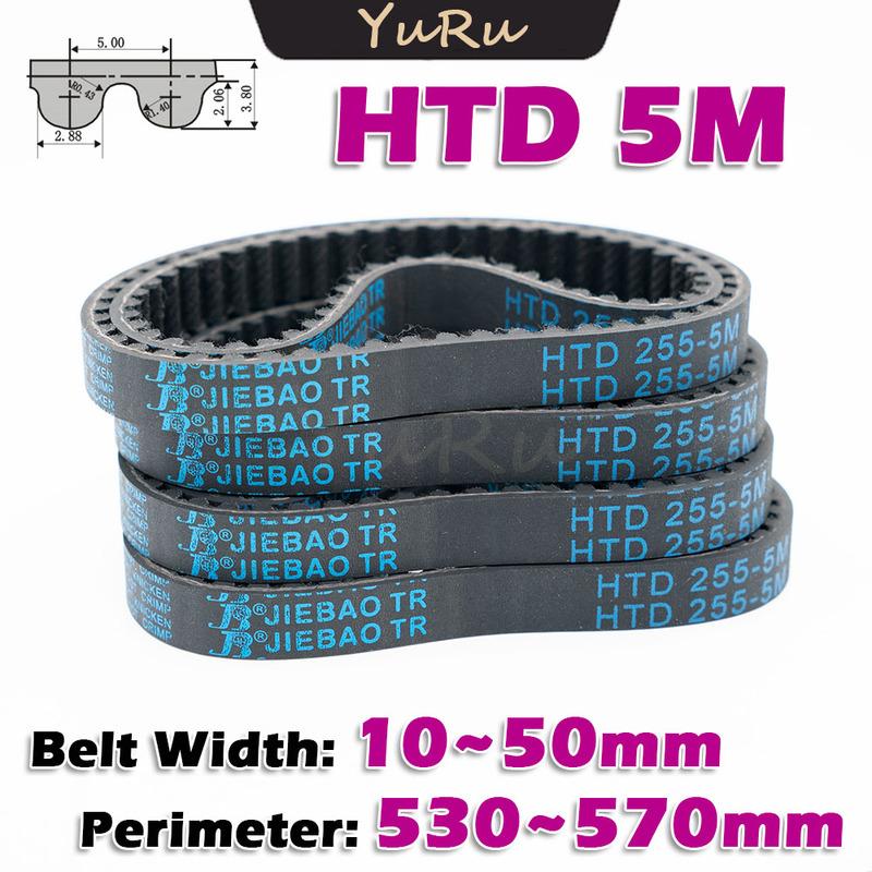 HTD 5M Rubber Closed Loop Timing Belt Perimeter HTD5M 530 535 540 545 550 555 560 565 570mm CNC Transmission Width 10~50mm Drive