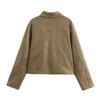Women's Suede Pocket Jacket with Turn-Down Collar - 2024 Autumn Casual European & American Style