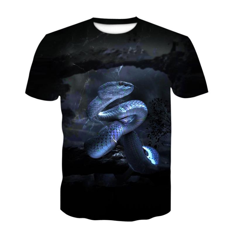 2022 New Snake Pattern Men's T-shirts Men's Animal 3D Short Sleeve Summer Casual Tops Fashion O-Neck Shirts Street Clothing