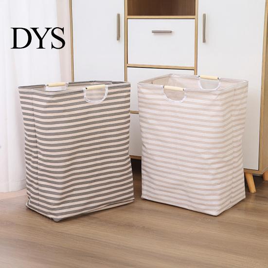 Easy Clean Laundry Hamper Basket with Wooden Handles, Cotton And Linen Large Portable Dirty Clothes Container Basket, Storage Space Saving Foldable