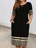 European & American New Style Plus Size Casual Printed Short Sleeve Round Neck Dress for Women