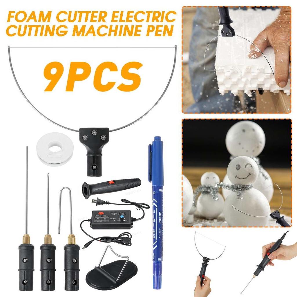 Foam Cutter Cutting Machine Electric Cutting Pen Styrofoam Cutter with Adapter Hot Heating Wire DIY Handmade Crafts 9PCS