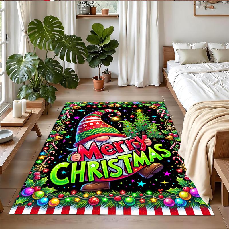 Christmas Printed Square Area Rug Soft Non Slip Floor Carpet For Bedroom Holiday Gift