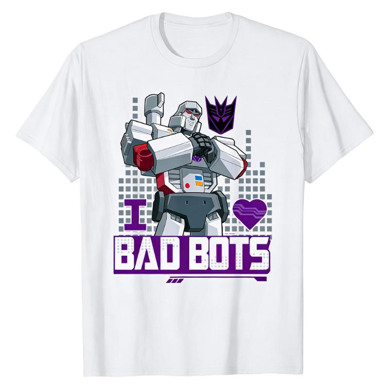 Megatron Decepticon Transformers Print Unisex T Shirt I Love Bad Bots Robot Crew Neck Oversized Casual Street Fashion Tops S