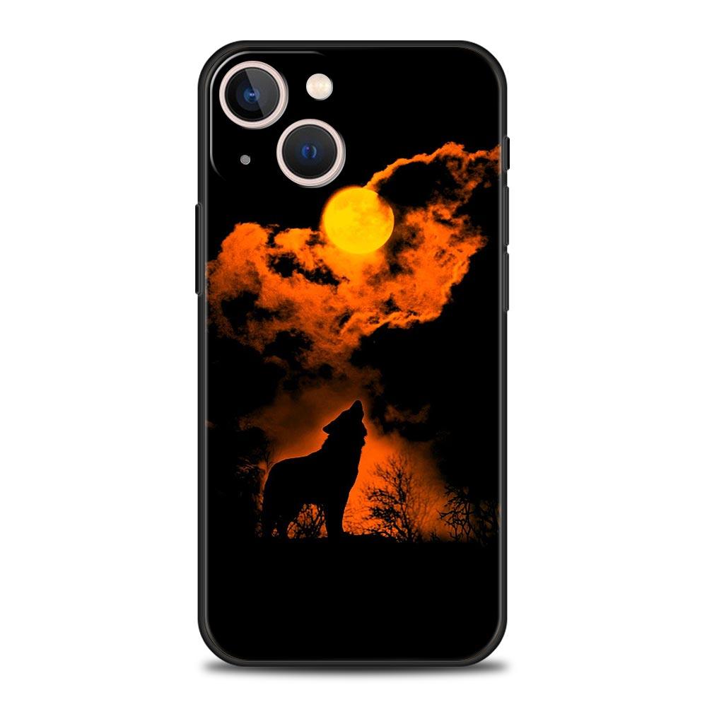 Phone Case Cover for iPhone 17 Pro Max 16 15 14 13 12 11 Pro Max Plus 17AIR Shockproof Soft TPU Shell Moon Roaring Wolf Fundas