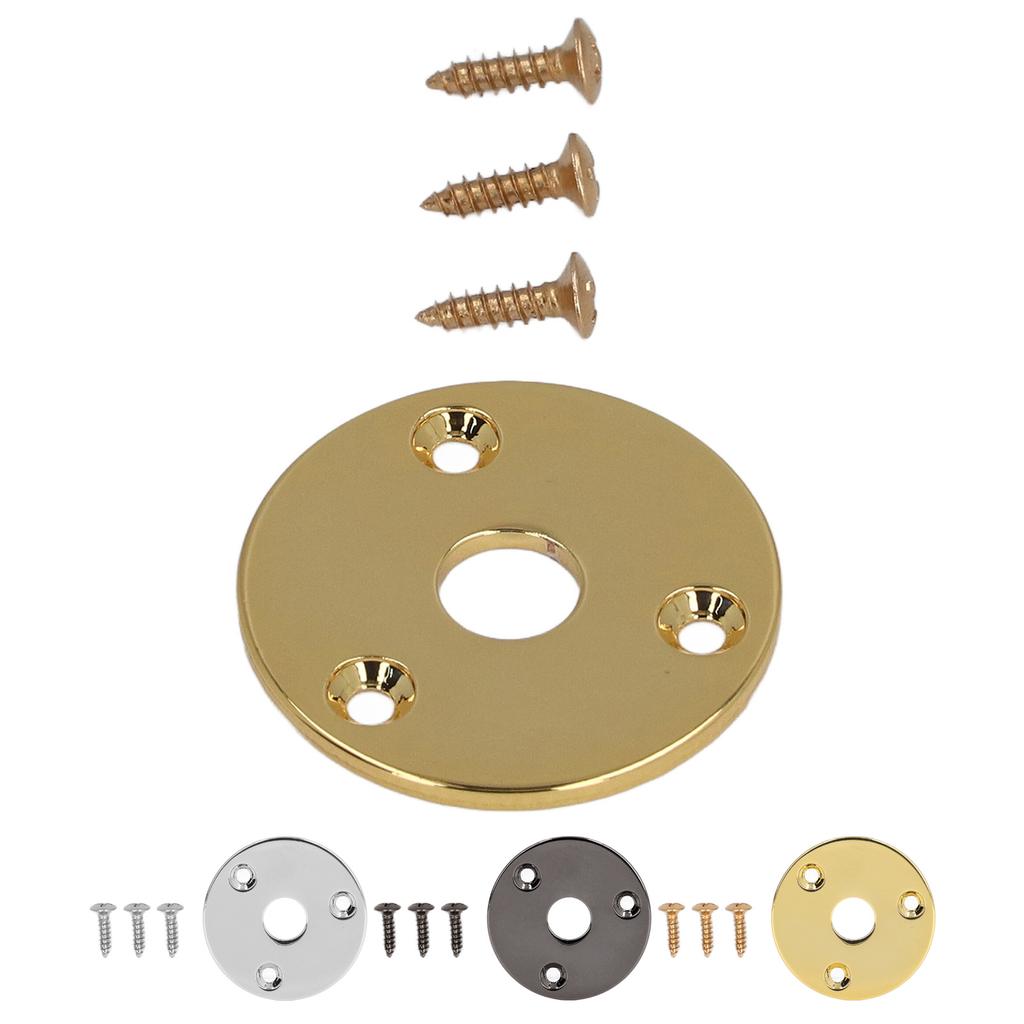 Guitar Jack Socket Plate Round Metal Input Output Cover Replacement Hardware for Bass with Mounting