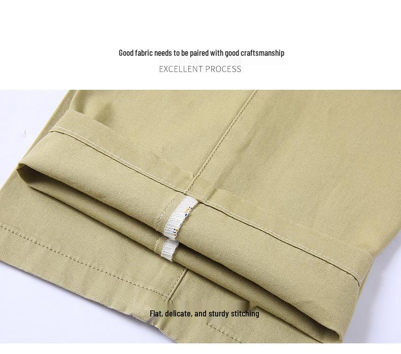 Men's Summer Cotton Casual Pants – Lightweight, Mid-Rise, Straight-Leg, Suitable for Middle-Aged and Elderly