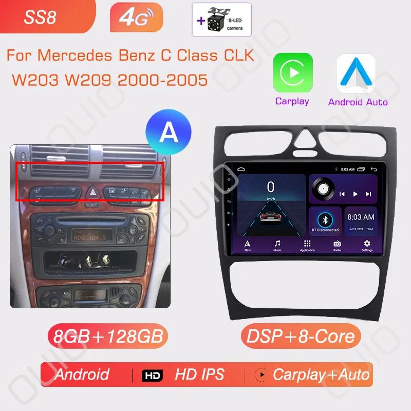 Android 13 Radio For Mercedes Benz C Class CLK W203 W209 2000-2005 Car Stereo Multimedia Player Carplay Auto GPS Navigation 2DIN