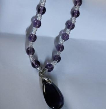 

Temperament stylish and simple purple crystal water drop pendant necklace collarbone chain, birthday gift girl jewelry