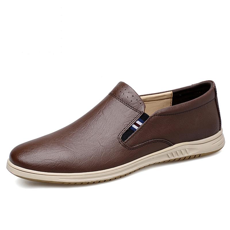 

2026 Spring Autumn New Men s Flat Shoes Anti Slip Massage Soles Men s Commuter Work Shoes Versatile Leather Casual Shoes 38 коричневый