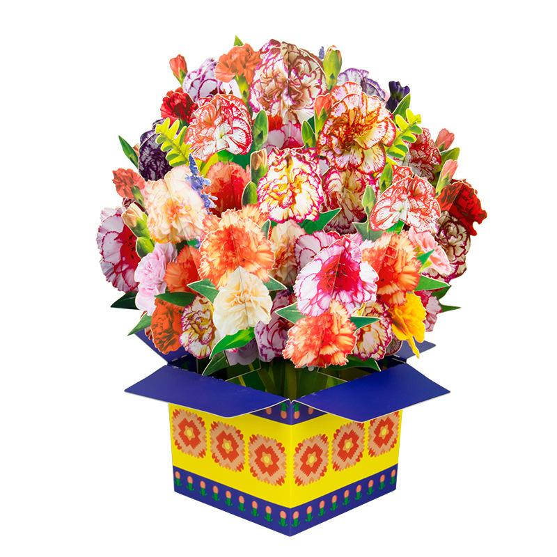 Paper Flower Bouquet Card Forever Flower Bouquet 3D Pop Up Greeting Cards For Valentines Day Graduation Day