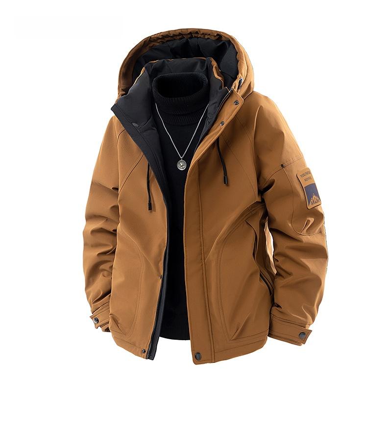 

Men s Winter Parka Jacket Hooded Warm Thick Coat Outdoor Casual Windproof Water Resistant Brown Puffer Jacket for Cold Weather 5XL коричневый