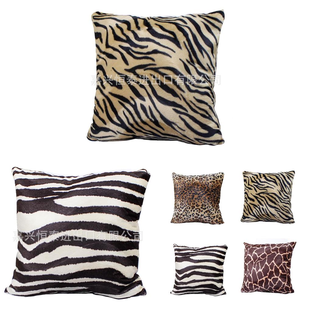 Short Plush Leopard Print Cushion Cover With Printed Pattern For Home Decor And Gift Use