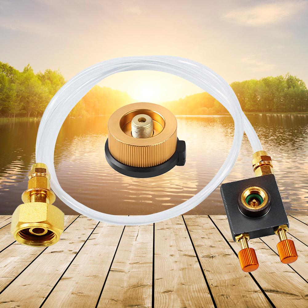 Gas Adapter with Pressure Relief Valve Stove Converter Camping Grill Connector Outdoor Cooking/Picnic/Camping Equipment