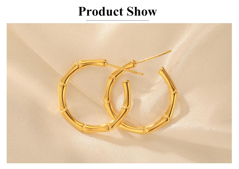 Cazador Stainless Steel Bamboo Joint Hoop Earrings for Women Trendy Round Drop Earrings Jewelry 2026 Valentine Gift New