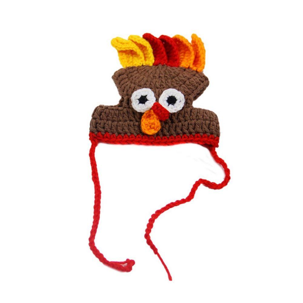 Elastic Cat Turkey Hat Cartoon Cat Cosplay Headwear Cute Pet Knitted Hat  For Cats Puppy